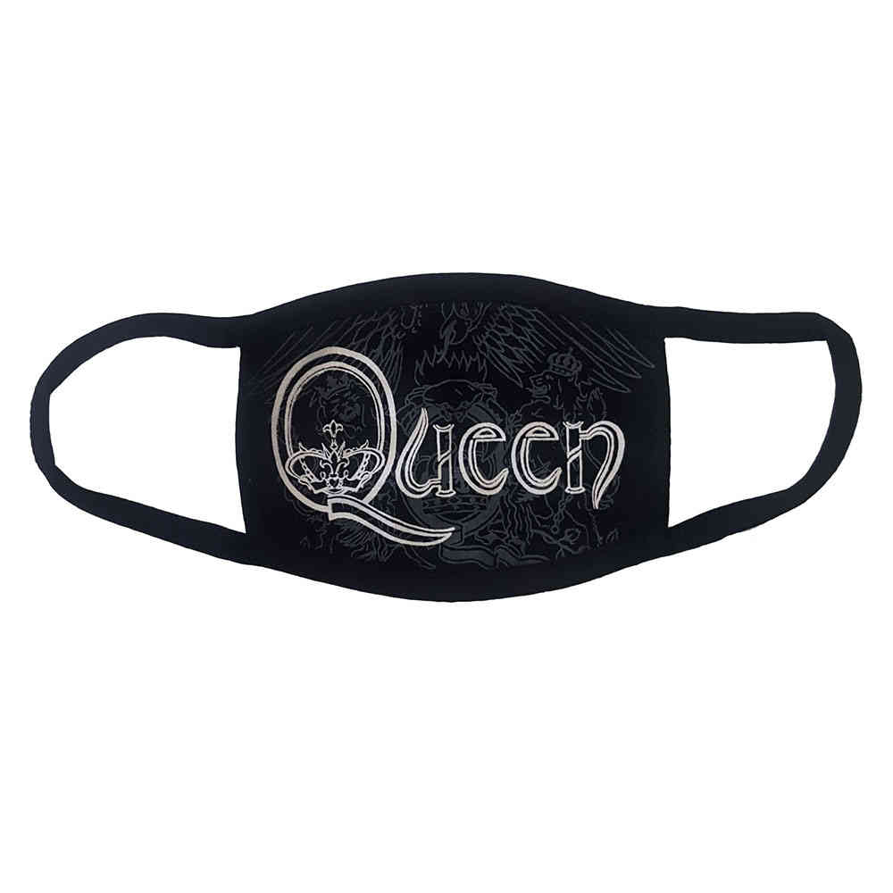 Queen - White Retro Logo Maske - Schwarz